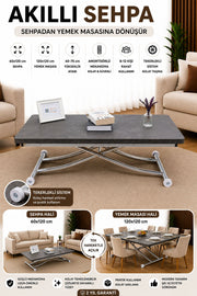 Juppo Smart Coffee Table – Milled Anthracite MDF Top & Chrome Metal Legs