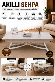 Juppo Smart Coffee Table – Lisbon MDF Top & White Metal Leg