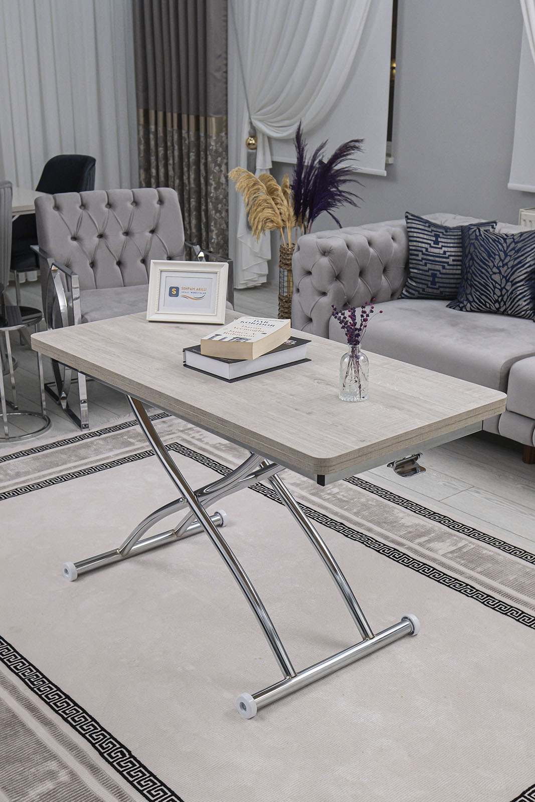 Juppo Smart Coffee Table – Lisbon MDF Top & Chrome Flared Metal Leg