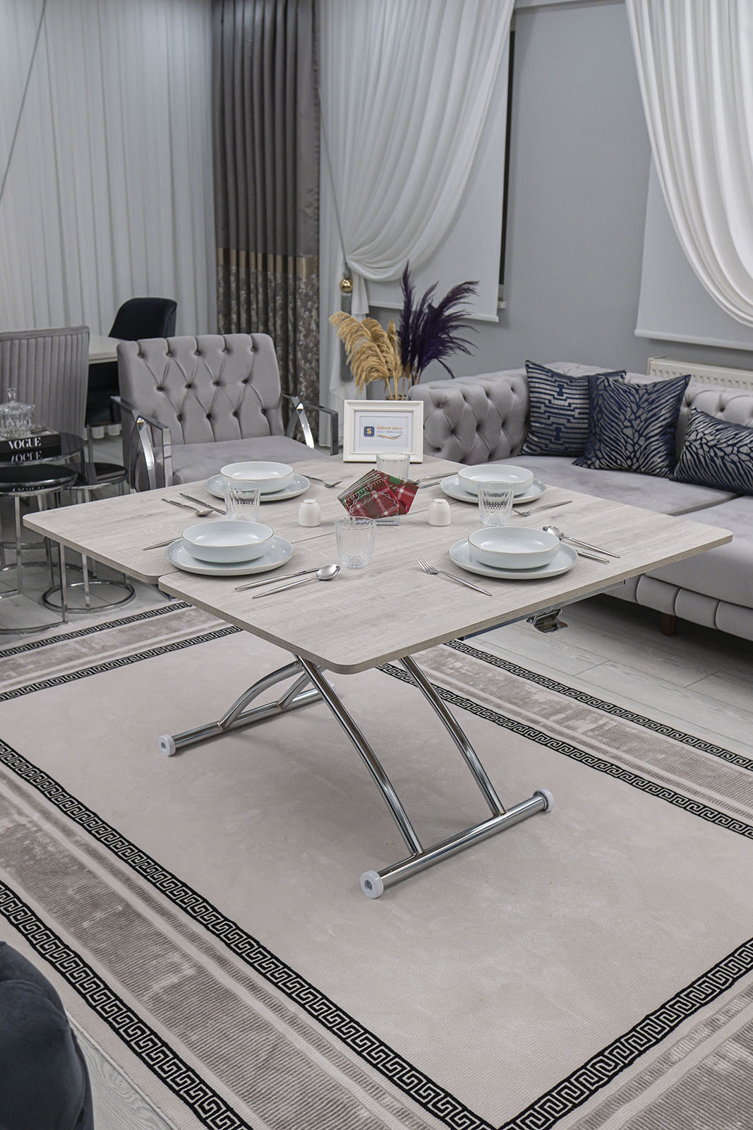 Juppo Smart Coffee Table – Lisbon MDF Top & Chrome Flared Metal Leg