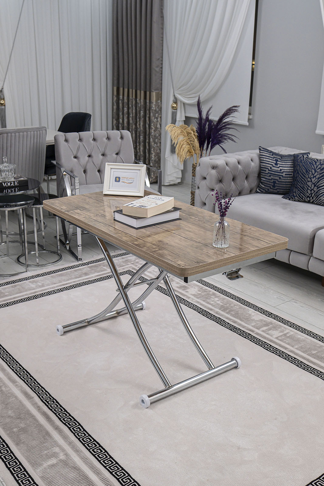 Juppo Smart Coffee Table – Anti-Scratch MDF Top & Chrome Metal Leg