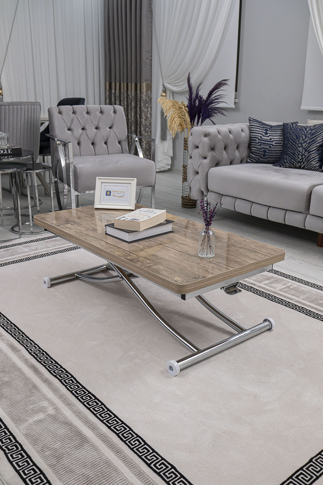 Juppo Smart Coffee Table – Anti-Scratch MDF Top & Chrome Metal Leg
