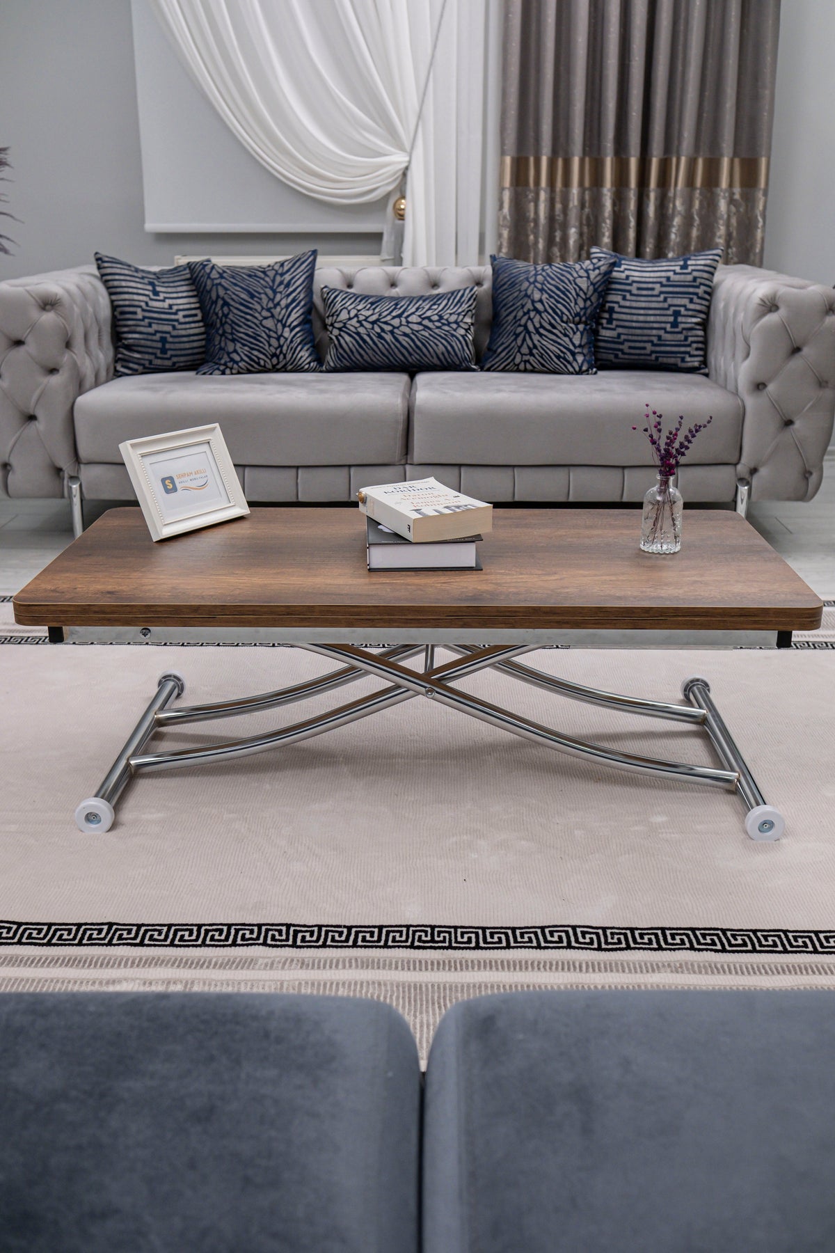 Juppo Smart Coffee Table – Anti-Scratch MDF Top & Chrome Metal Leg