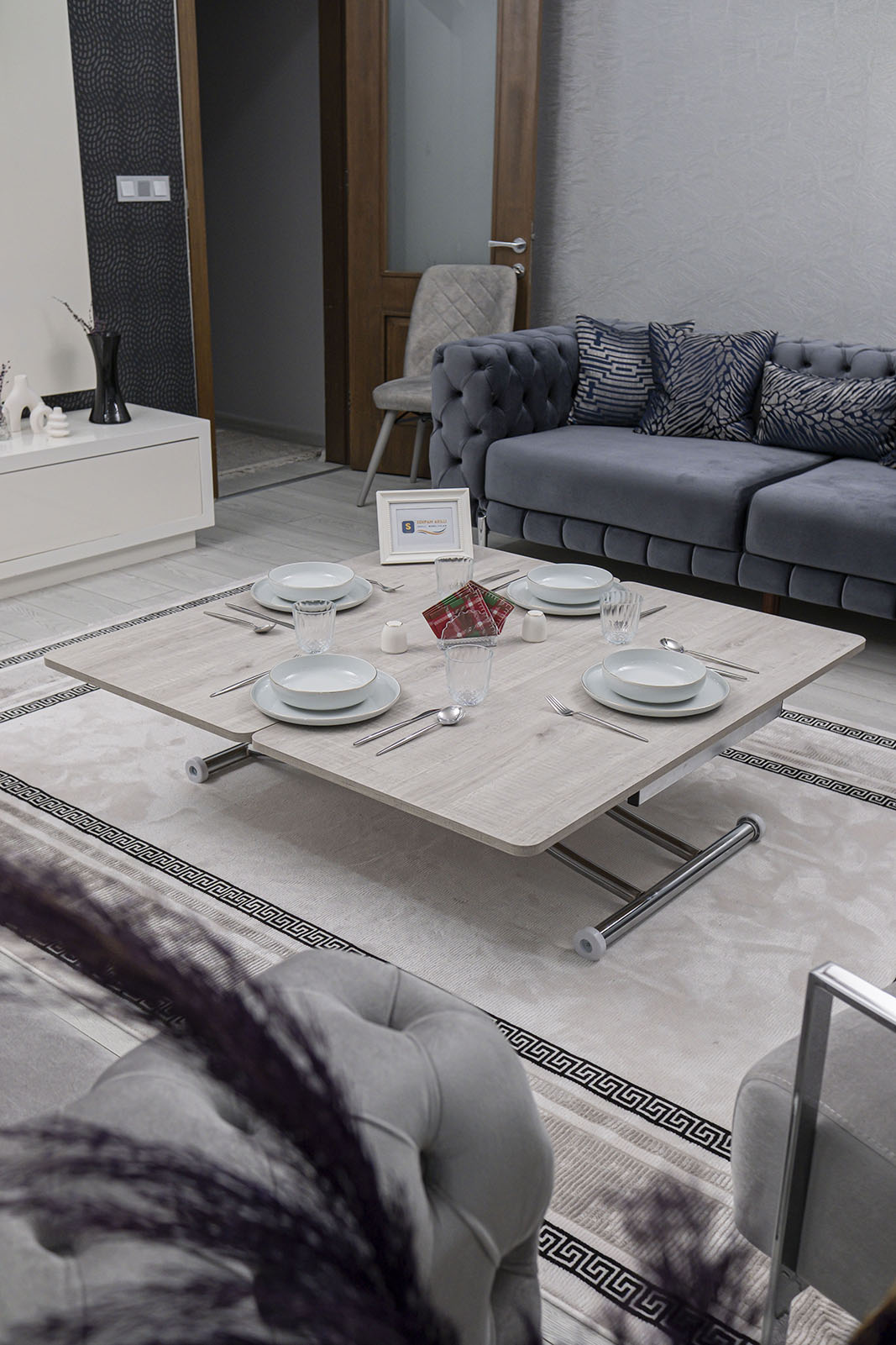 Juppo Smart Coffee Table – Lisbon MDF Top & Chrome Metal Legs