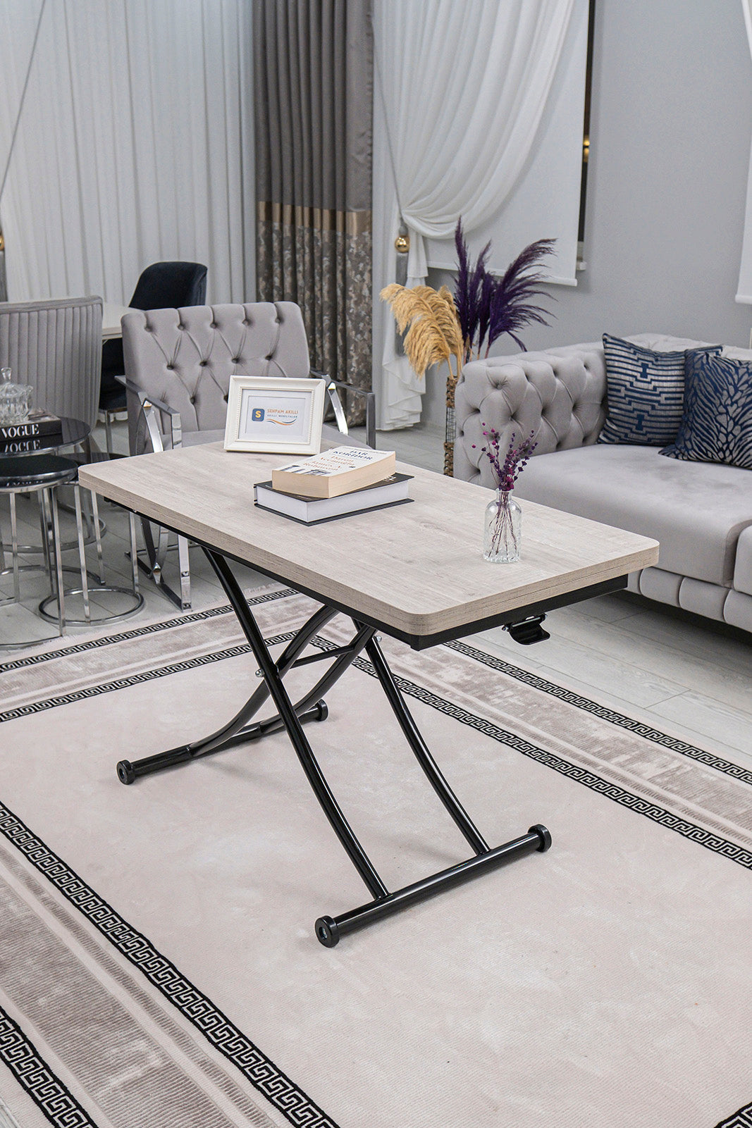 Juppo Smart Coffee Table – Lisbon MDF Top & Black Metal Leg