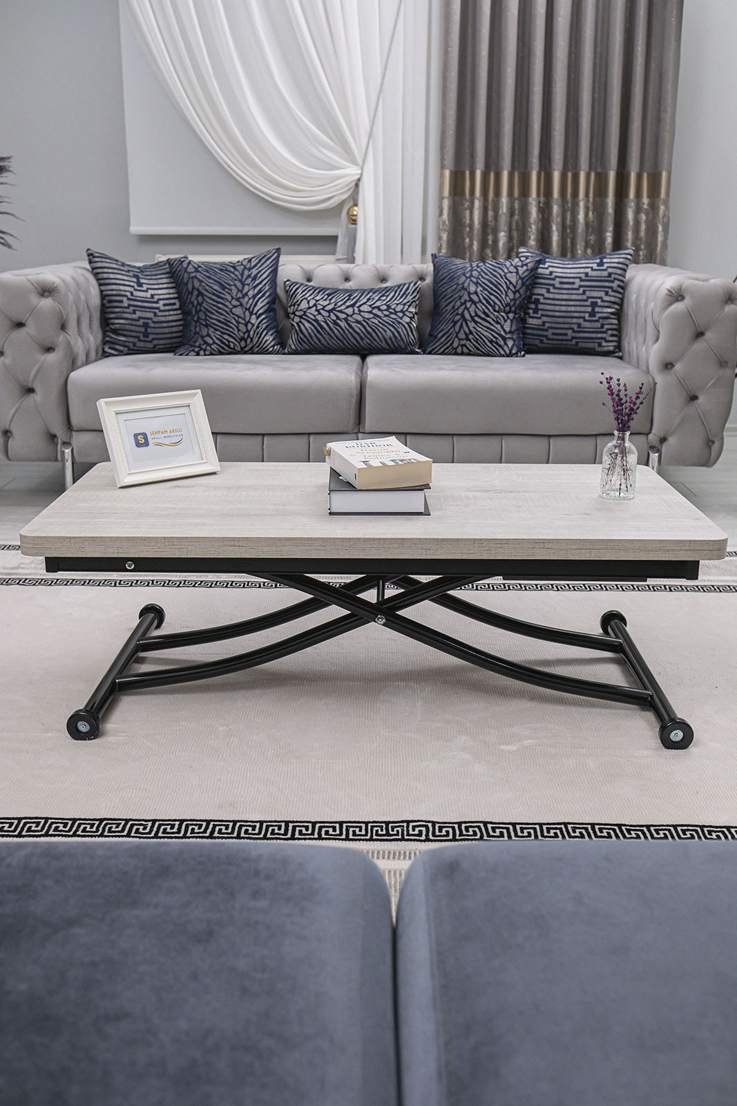 Juppo Smart Coffee Table – Lisbon MDF Top & Black Metal Leg