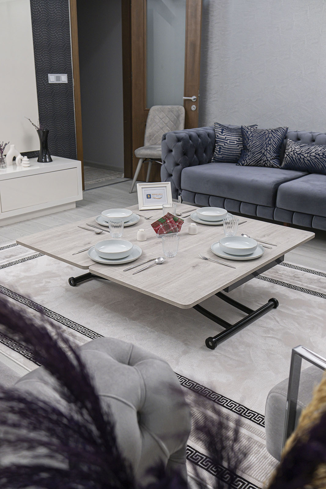 Juppo Smart Coffee Table – Lisbon MDF Top & Black Metal Leg