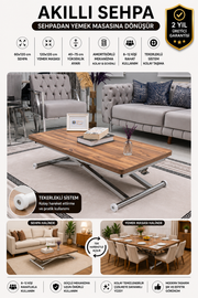 Home Akıllı Sehpa – Urartu MDF Üst & Krom Kaplama Metal Ayak