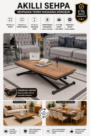 Home Smart Coffee Table – Antique Light MDF Top & Black Metal Legs