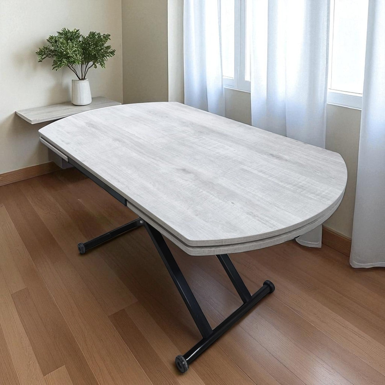 Oval Side-Opening Smart Table | Lisbon MDF & Black