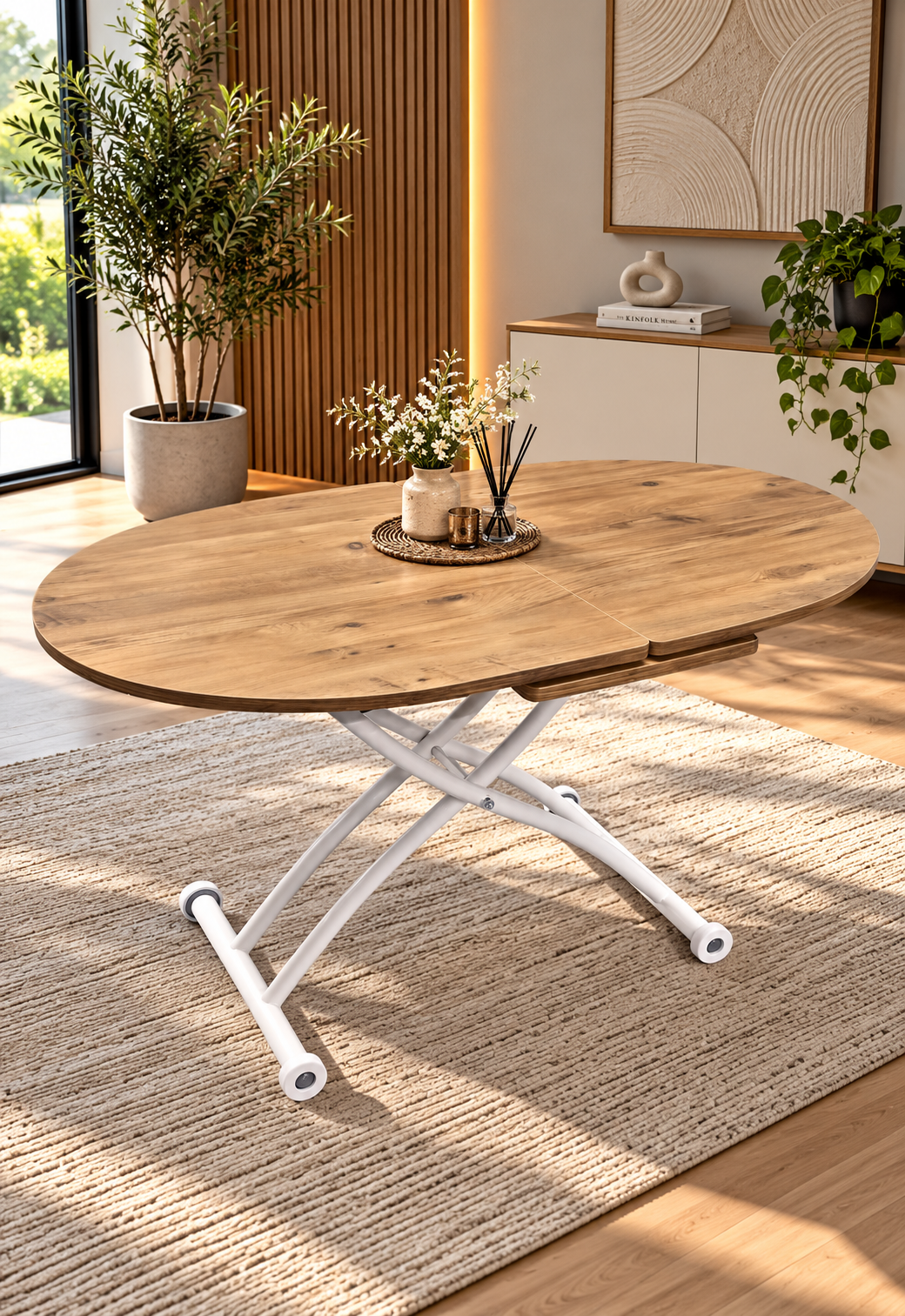Oval Extendable Smart Table | EfesCam MDF & White