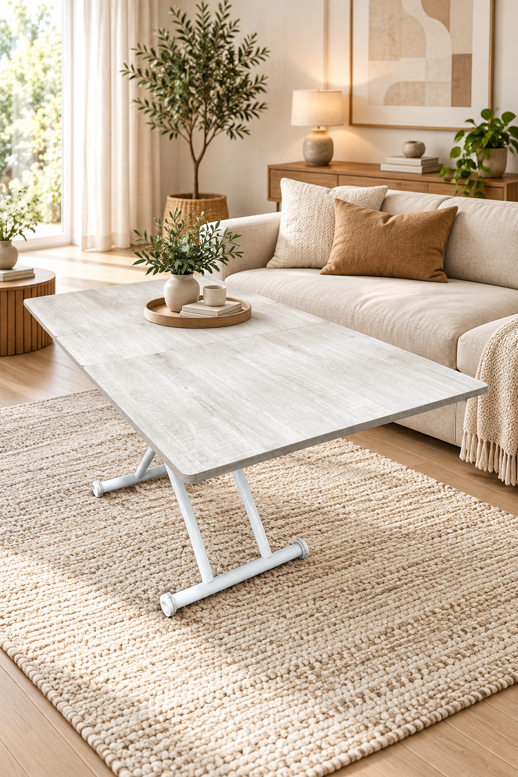 Extendable Square Smart Table | Lisbon MDF & White