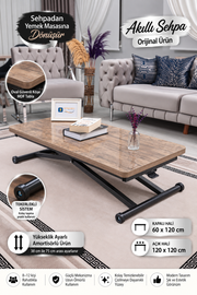 Home Smart Coffee Table – Antique Light MDF Top & Black Metal Legs