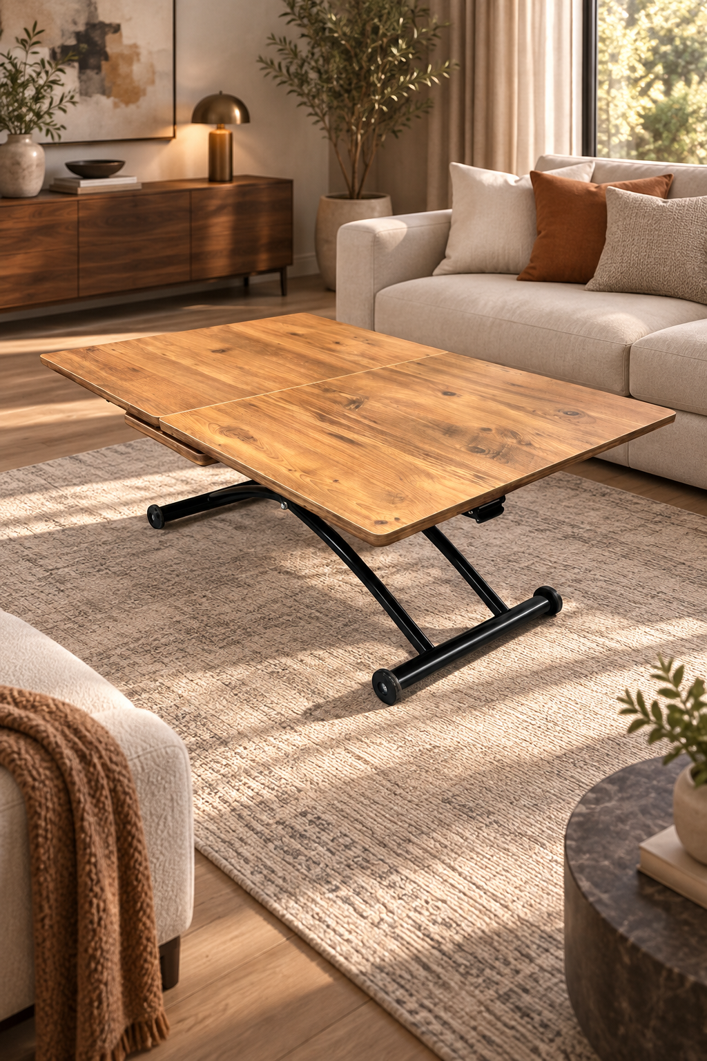 Extendable Square Smart Table | EfesCam MDF & Black