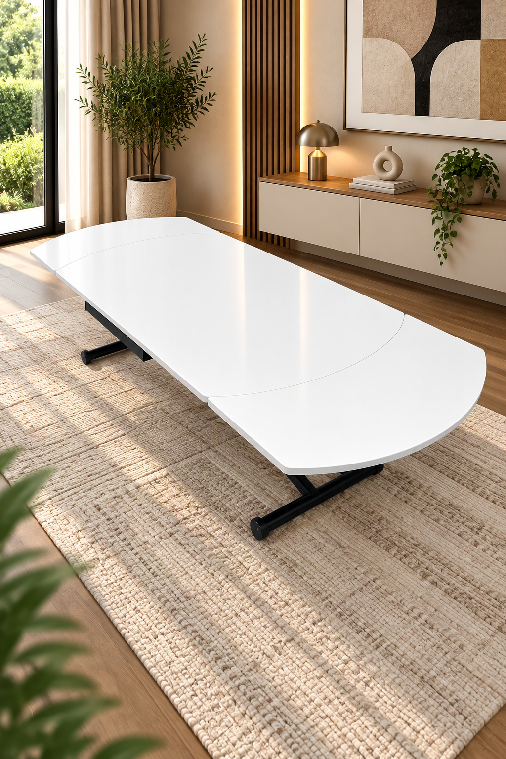 Oval Side-Opening Smart Table | Lisbon MDF & Black