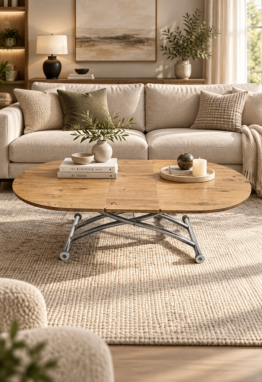 Extendable Oval Smart Table | EfesCam MDF & Chrome