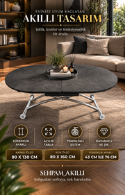 Extendable Oval Smart Table | Routered Anthracite MDF & Chrome