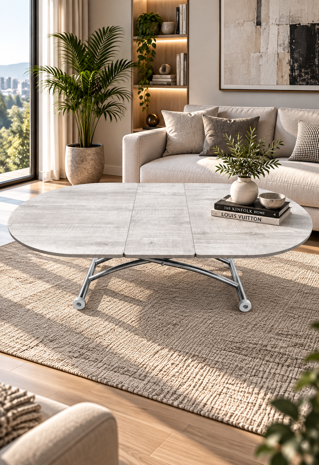 Oval Extendable Smart Table | Lisbon MDF & Chrome