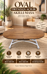 Oval Extending Smart Table | Walnut MDF & White