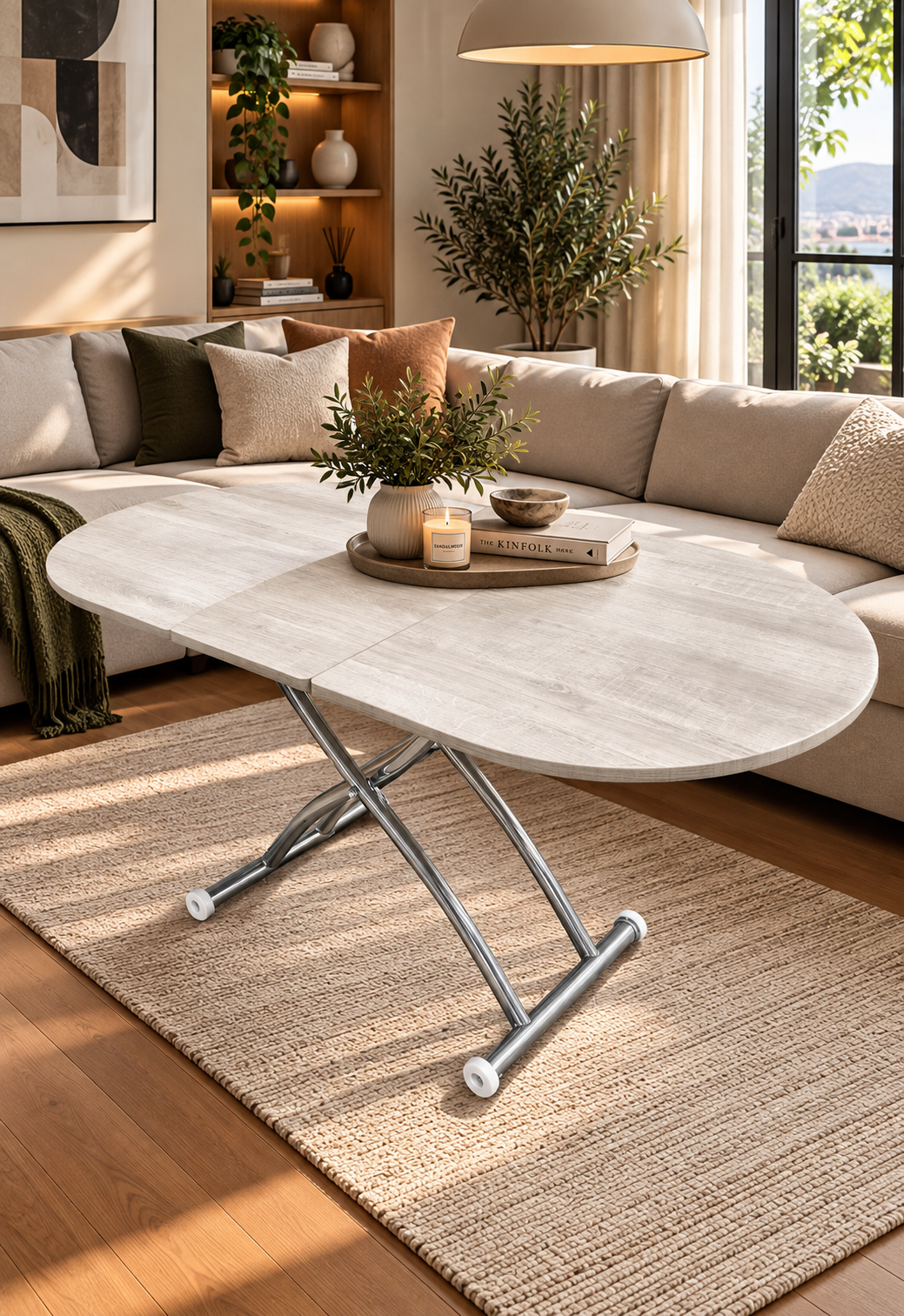 Oval Extendable Smart Table | Lisbon MDF & Chrome
