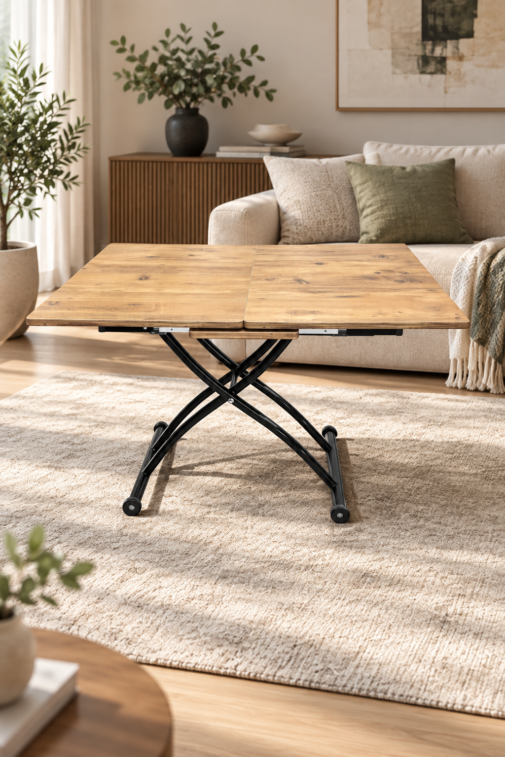 Extendable Square Smart Table | EfesCam MDF & Black