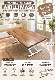 Side Extending Smart Table | Walnut MDF Top & White Legs