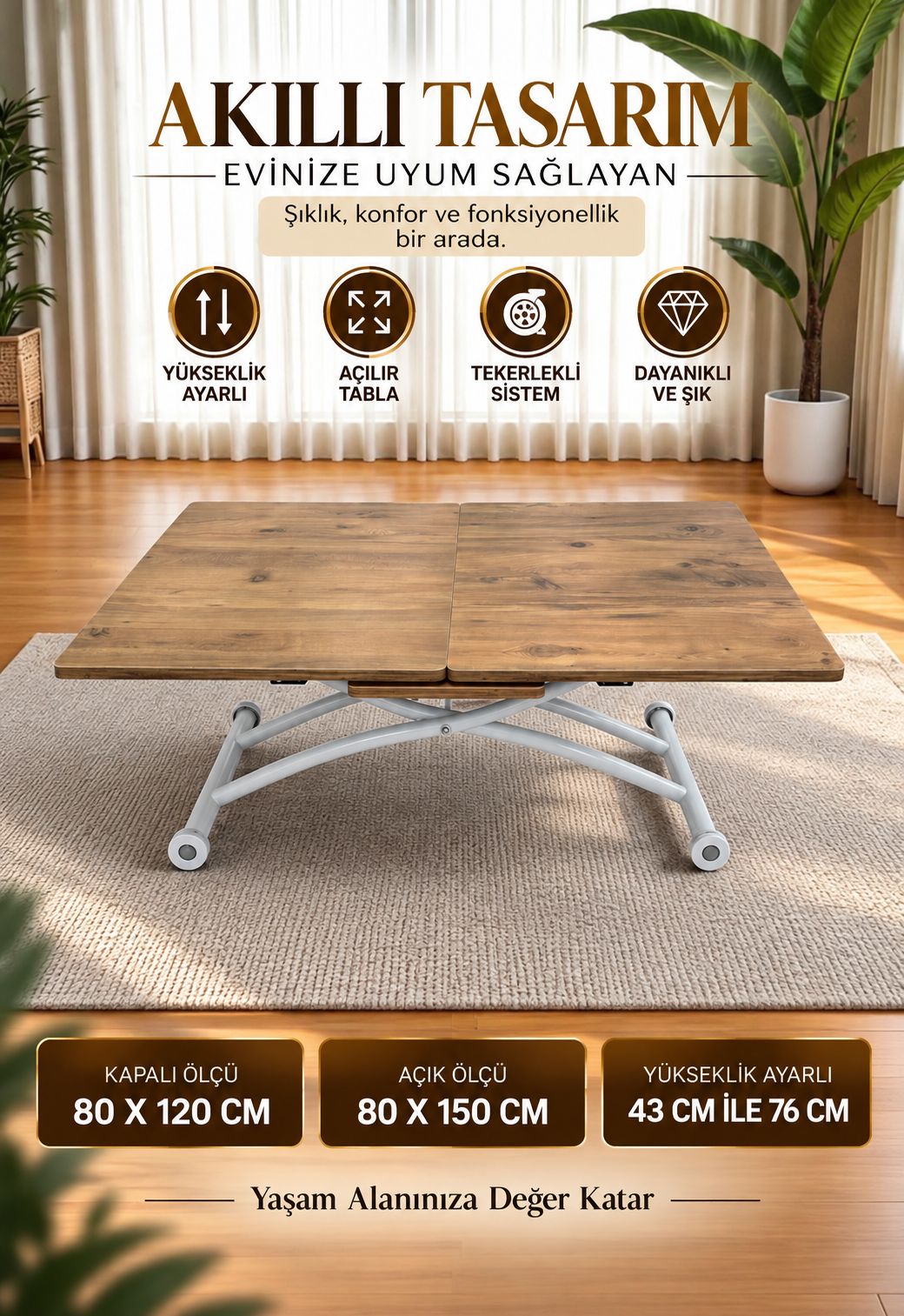 Smart Square Extending Table | EfesCam MDF & White