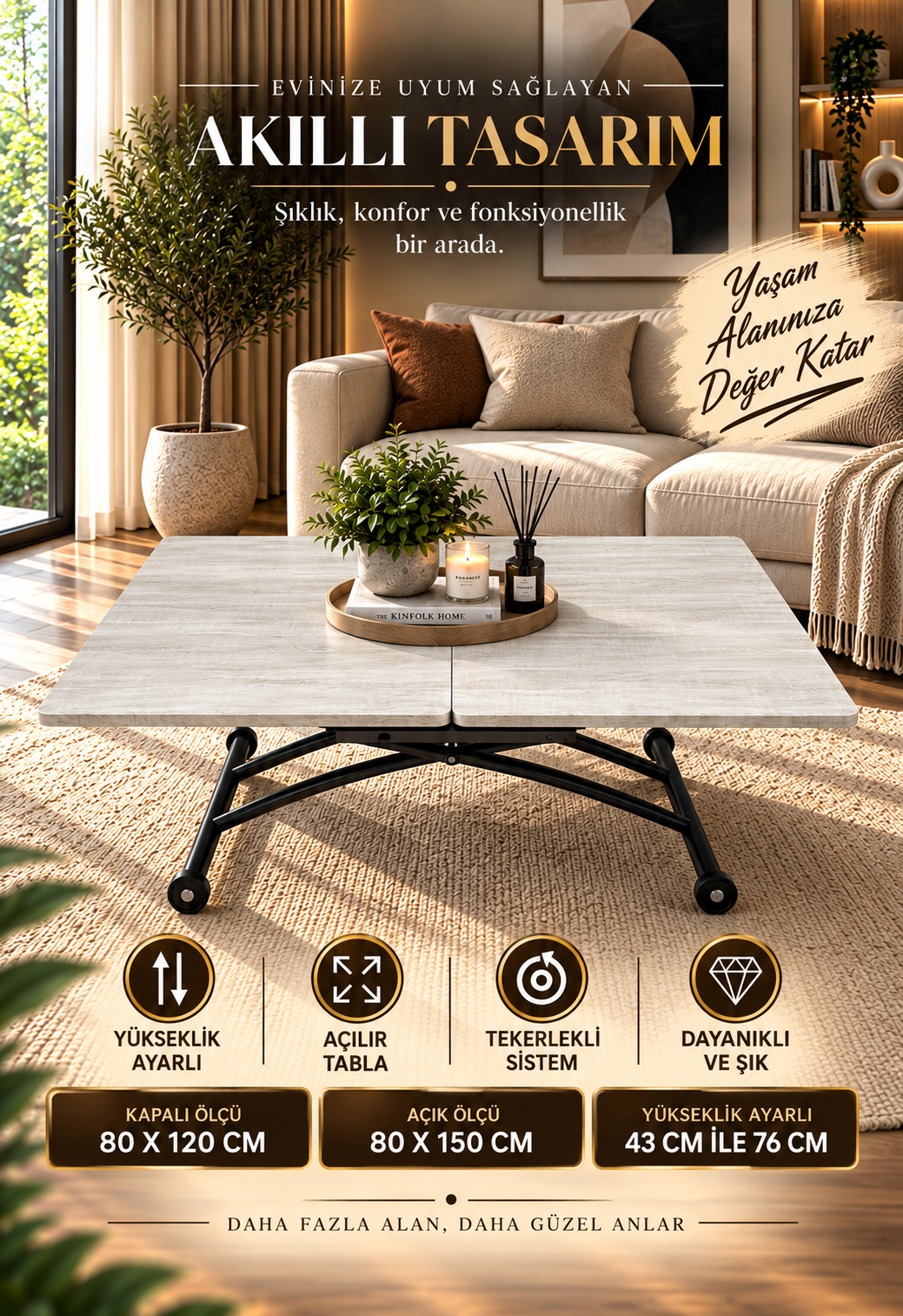 Extendable Square Smart Table | Lisbon MDF & Black