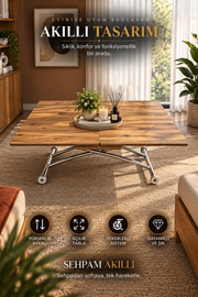 Square Smart Table with Central Opening | Urartu MDF & Chrome
