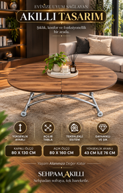 Center Opening Oval Smart Table | Urartu MDF & Chrome