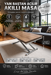 Smart Table with Side Opening | Walnut MDF Top & Chrome Leg