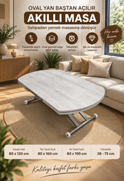 Oval Side-Opening Smart Table | Lisbon MDF & Chrome