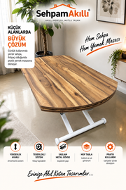 Oval Yan Baştan Açılır Akıllı Masa |Urartu & Beyaz