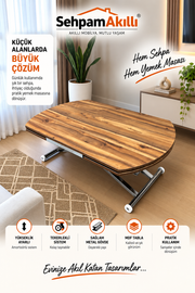 Oval Yan Baştan Açılır Akıllı Masa | Urartu & Krom