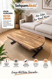 Oval Yan Baştan Açılır Akıllı Masa |Urartu & Siyah