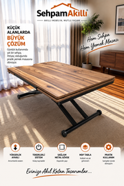 Yan Baştan Açılır Akıllı Masa | Urartu MDF & Siyah Ayak