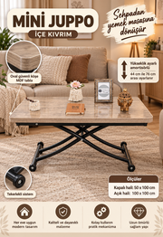 Mini Juppo Smart Coffee Table – Antique Light MDF Top & Black Metal Leg
