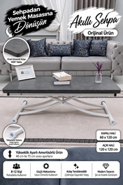 Juppo Smart Coffee Table – Anthracite MDF Top with Grooves & White Metal Legs