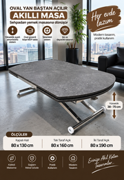 Oval Side Opening Smart Table | Milled Anthracite & Chrome