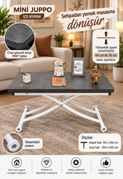 Mini Juppo Smart Coffee Table – Routered Anthracite MDF Top & White Metal Legs