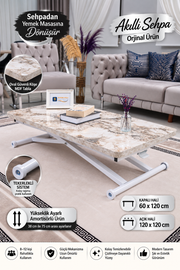 Home Smart Coffee Table – White Marble MDF Top & White Metal Leg