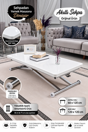 Home Smart Coffee Table – White MDF Top & Chrome-Plated Metal Legs