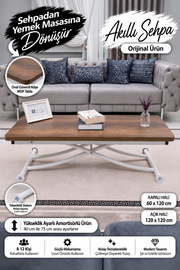 Juppo Smart Coffee Table – Antique Light MDF Top & White Metal Legs