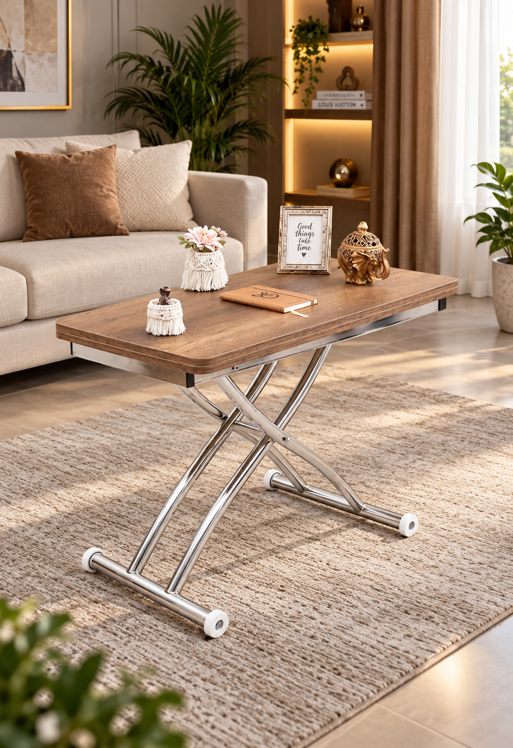 Mini Juppo Smart Coffee Table – White MDF Top & Chrome Flared Metal Leg