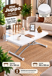 Mini Juppo Smart Coffee Table – White MDF Top & Chrome Flared Metal Leg