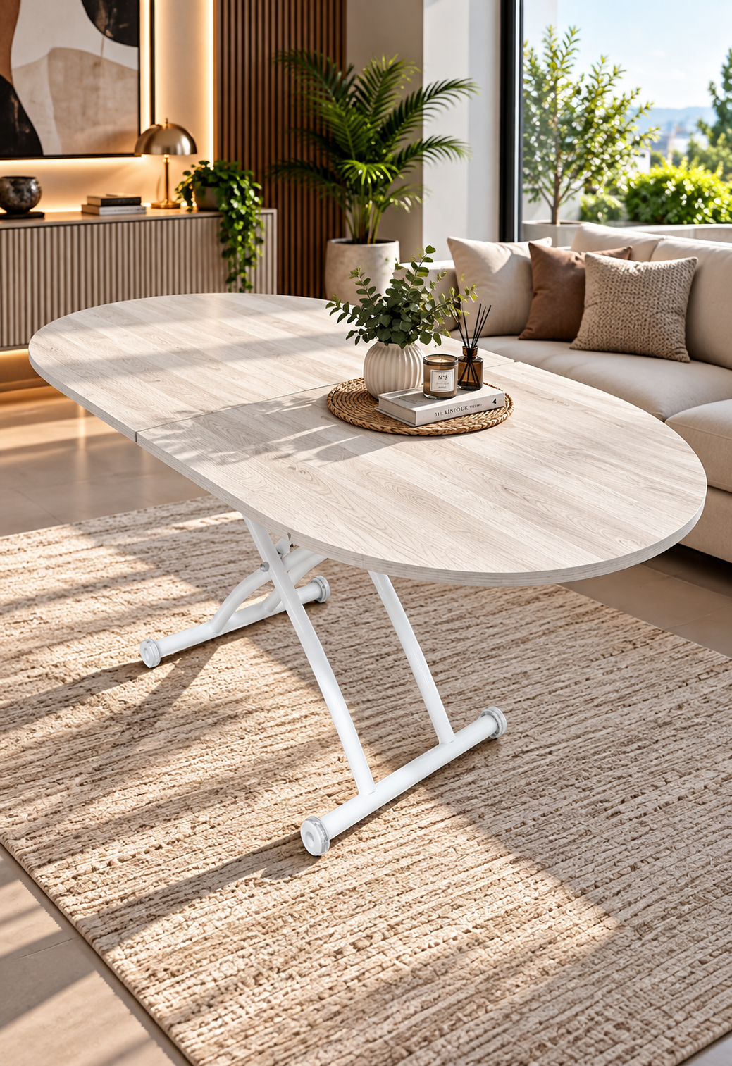 Oval Extendable Smart Table | Lisbon MDF & White