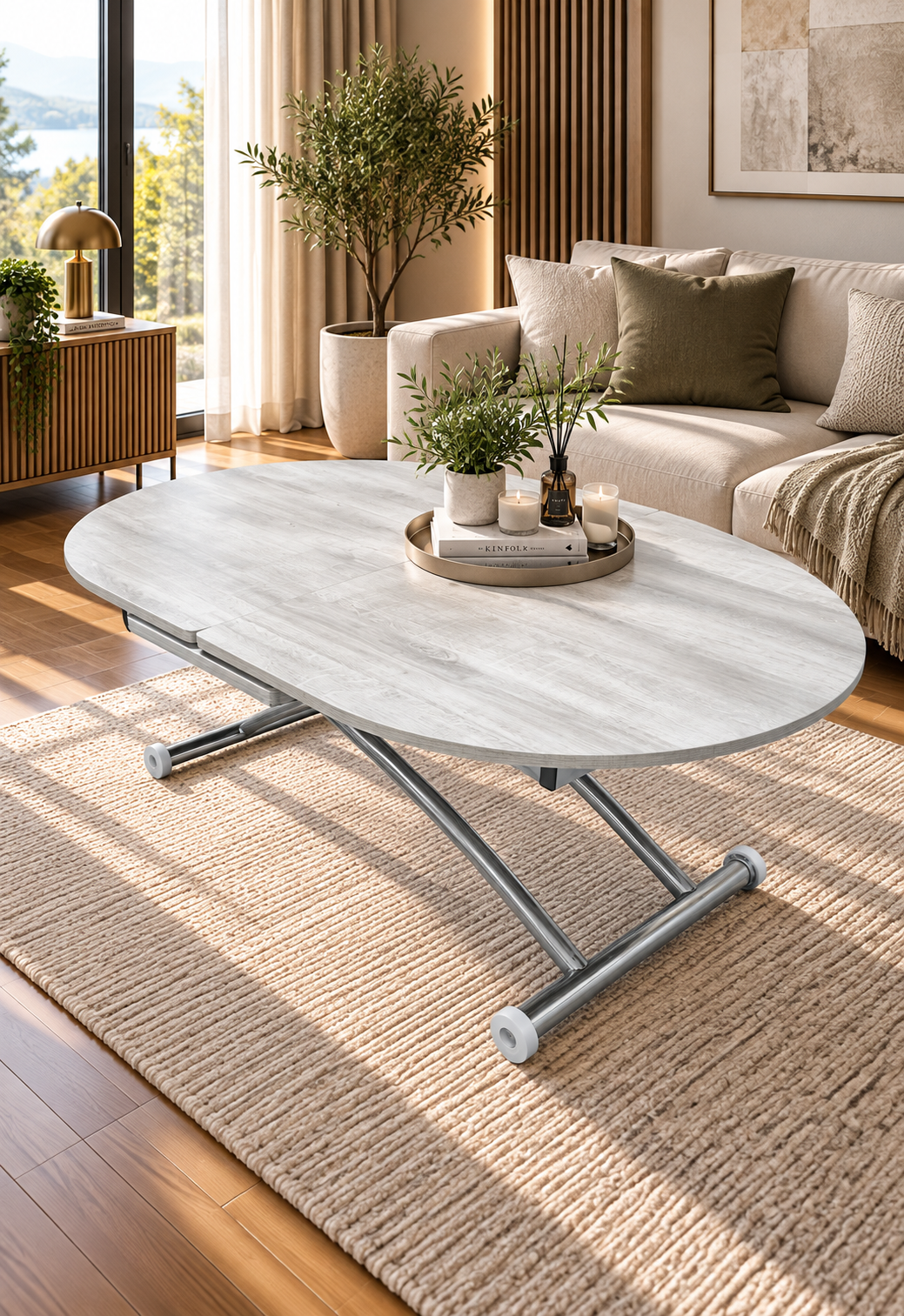 Oval Extendable Smart Table | Lisbon MDF & Chrome
