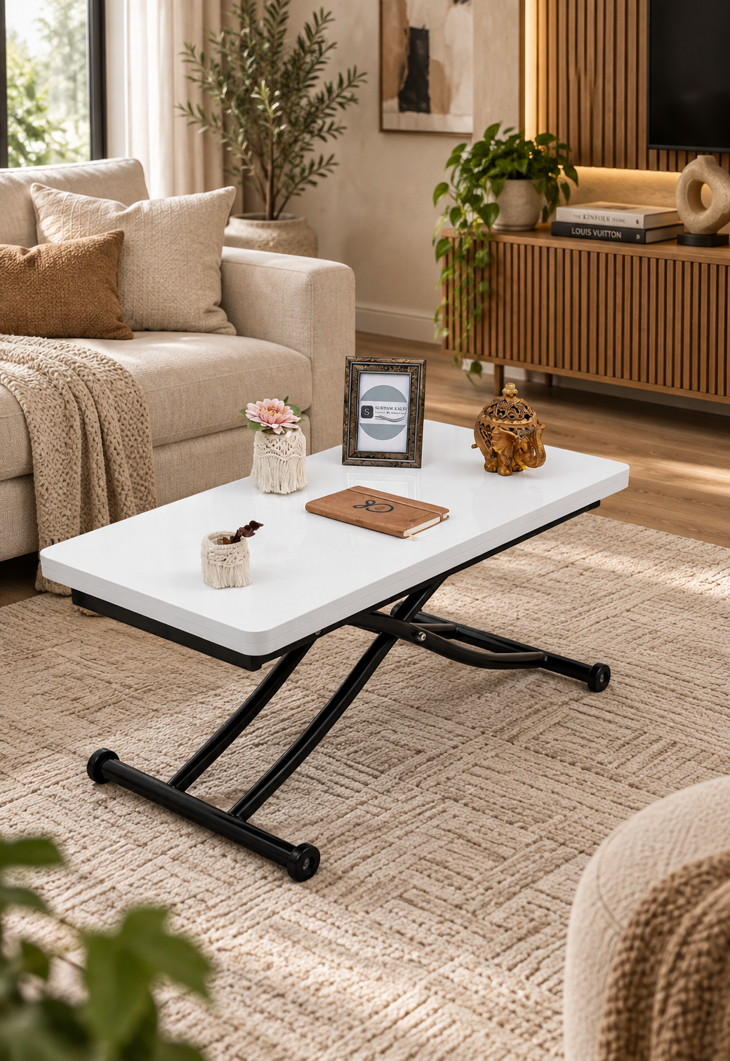 Mini Juppo Smart Table – White MDF Top & Black Metal Legs