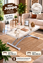 Mini Juppo Smart Coffee Table – White Marble MDF Top & Chrome-Plated Outwardly Curved Leg