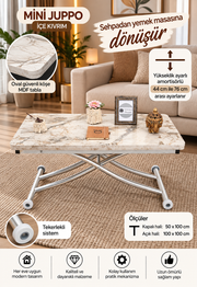 Mini Juppo Smart Coffee Table – White Marble MDF Top & Chrome Plated Metal Legs